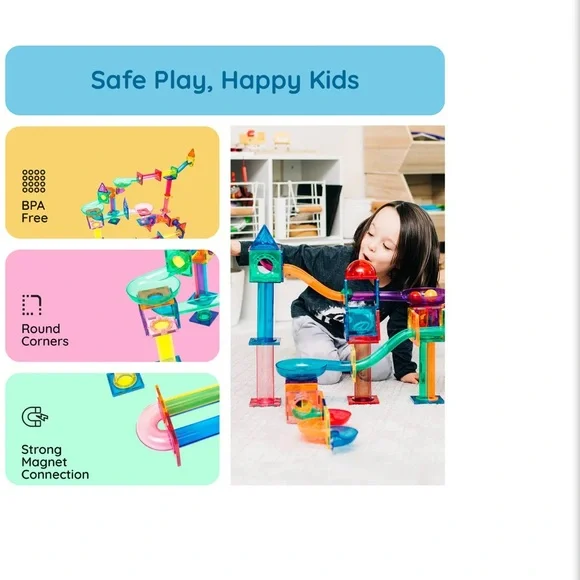 106 PicassoTiles 2-in-1 magnetic marble run set/Racing track set - Picture 4 of 12